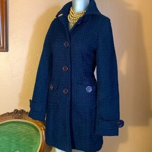 NWT POETRY Navy Blue Tweed Coat.  Sz M